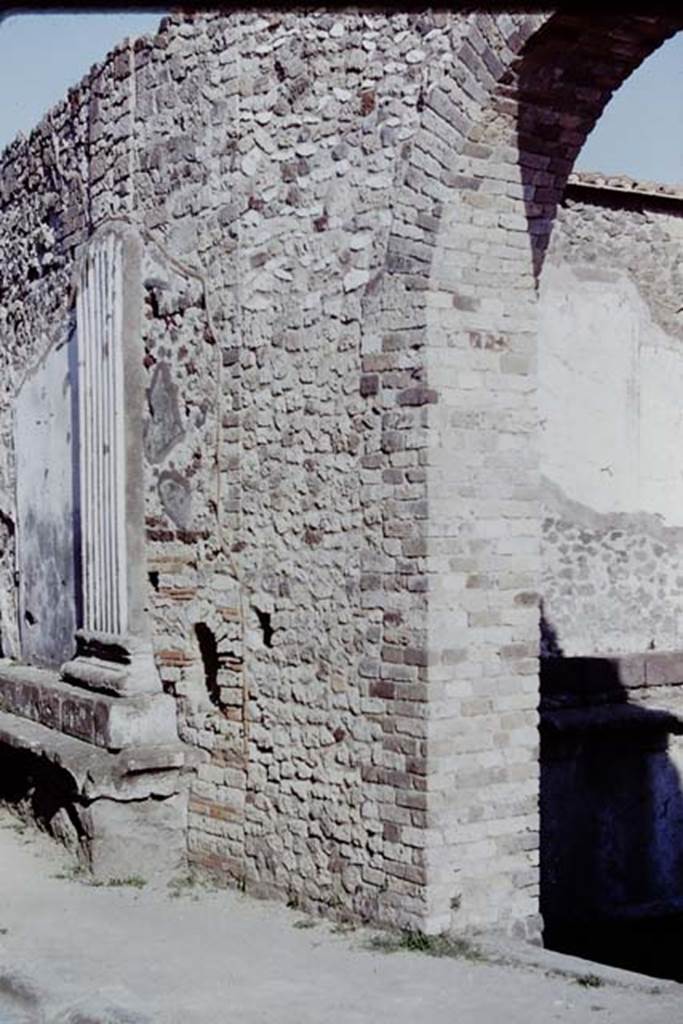 VII.8 Pompeii, 1968. Niche of street shrine on outside north wall of Forum. Photo by Stanley A. Jashemski.
Source: The Wilhelmina and Stanley A. Jashemski archive in the University of Maryland Library, Special Collections (See collection page) and made available under the Creative Commons Attribution-Non Commercial License v.4. See Licence and use details.
J68f2325