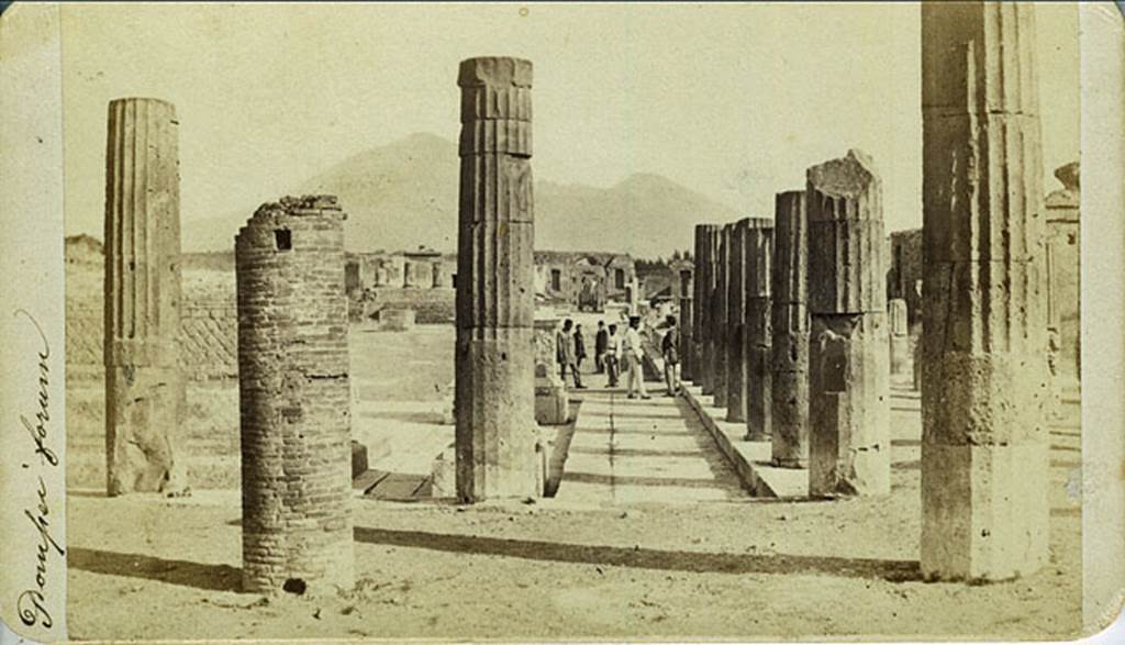 VII.8 Pompeii Forum. Undated card. Looking north from south side of south-east corner. Photo courtesy of Rick Bauer.