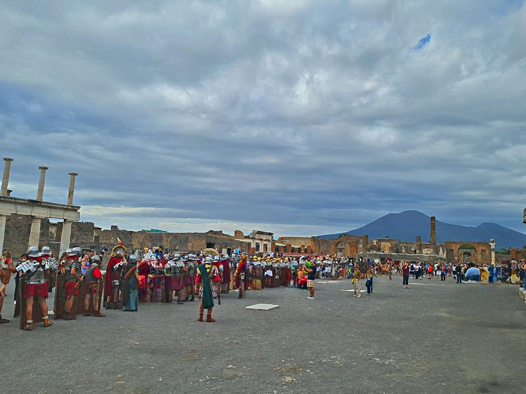 VII.8 Pompeii. 28th September 2024.
Looking north-west across Forum, during “Ludi Pompeiani” event. Photo courtesy of Giuseppe Ciaramella.