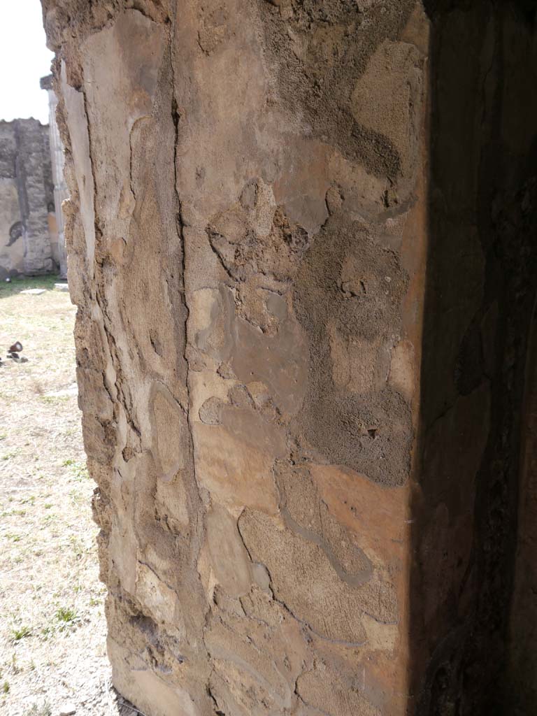 VII.8.01 Pompeii. September 2018. Detail of painted decoration on west side of doorway.
Foto Anne Kleineberg, ERC Grant 681269 DÉCOR.