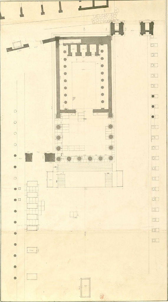 VII.8.1 Pompeii. July 1826. Drawing of plan of Temple of Jupiter on north side of Forum.
See Poirot, P. A., 1826. Carnets de dessins de Pierre-Achille Poirot. Tome 2 : Pompeia, pl. 24.
See Book on INHA Document placé sous « Licence Ouverte / Open Licence » Etalab