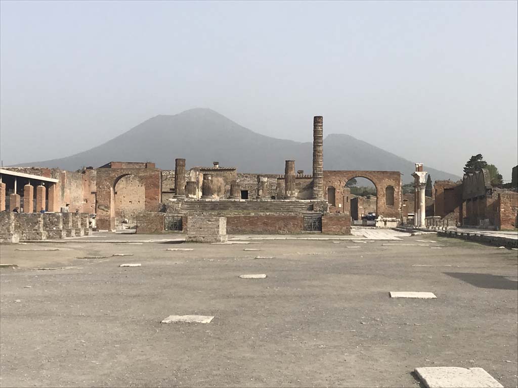 VII.8.1 Pompeii. April 2019. Looking north across the forum towards the temple. Photo courtesy of Rick Bauer.
