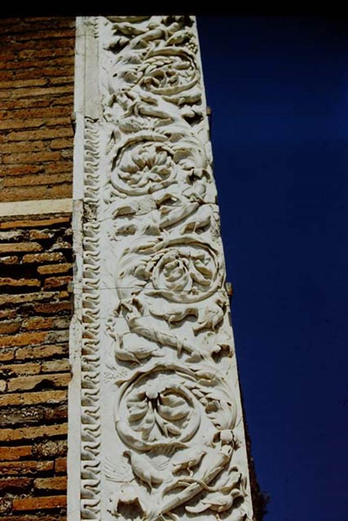 VII.9.1 Pompeii. 1957. Entrance stucco decoration, north side of doorway. Photo by Stanley A. Jashemski.
Source: The Wilhelmina and Stanley A. Jashemski archive in the University of Maryland Library, Special Collections (See collection page) and made available under the Creative Commons Attribution-Non Commercial License v.4. See Licence and use details.
J57f0401