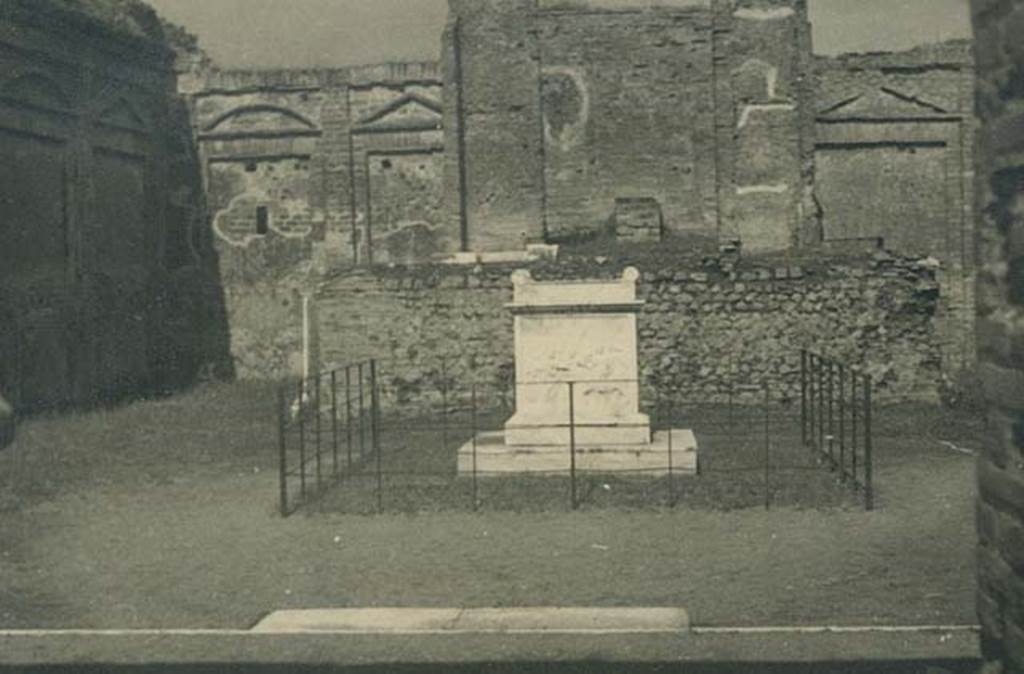 VII.9.2 Pompeii. 4th October 1937. Looking east towards altar, cella and podium.
Photo courtesy of Rick Bauer.
