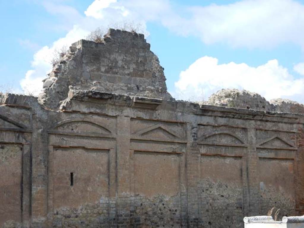 VII.9.2 Pompeii, May 2018. Detail of upper north wall. Photo courtesy of Buzz Ferebee.
