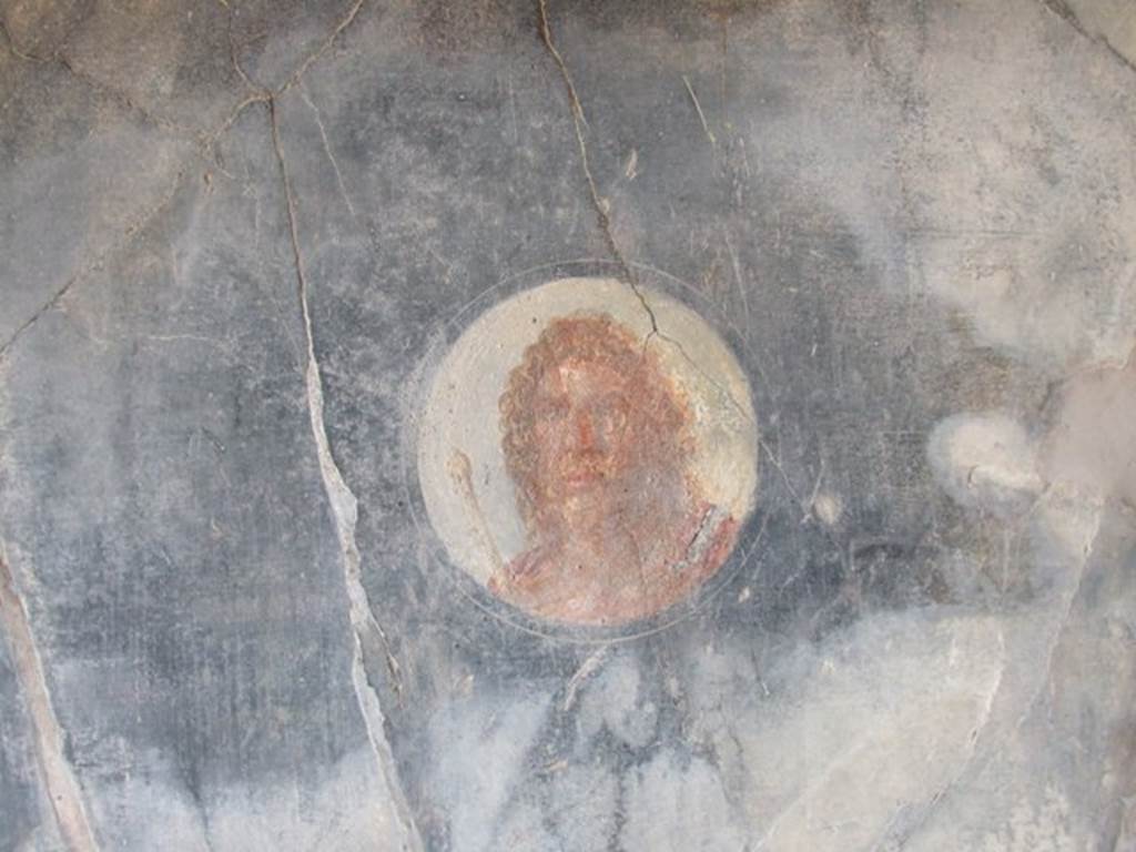 VII.16.17-22 Pompeii. December 2007. Round painted medallion with face of Zeus from east side of north wall.