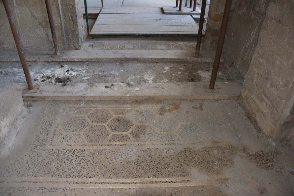 VII.16.22 Pompeii. October 2018.
Looking south towards corridor 59 and doorway threshold from landing 57 on west of room 58, across corridor 59 into Oecus 62.
Foto Annette Haug, ERC Grant 681269 DÉCOR.