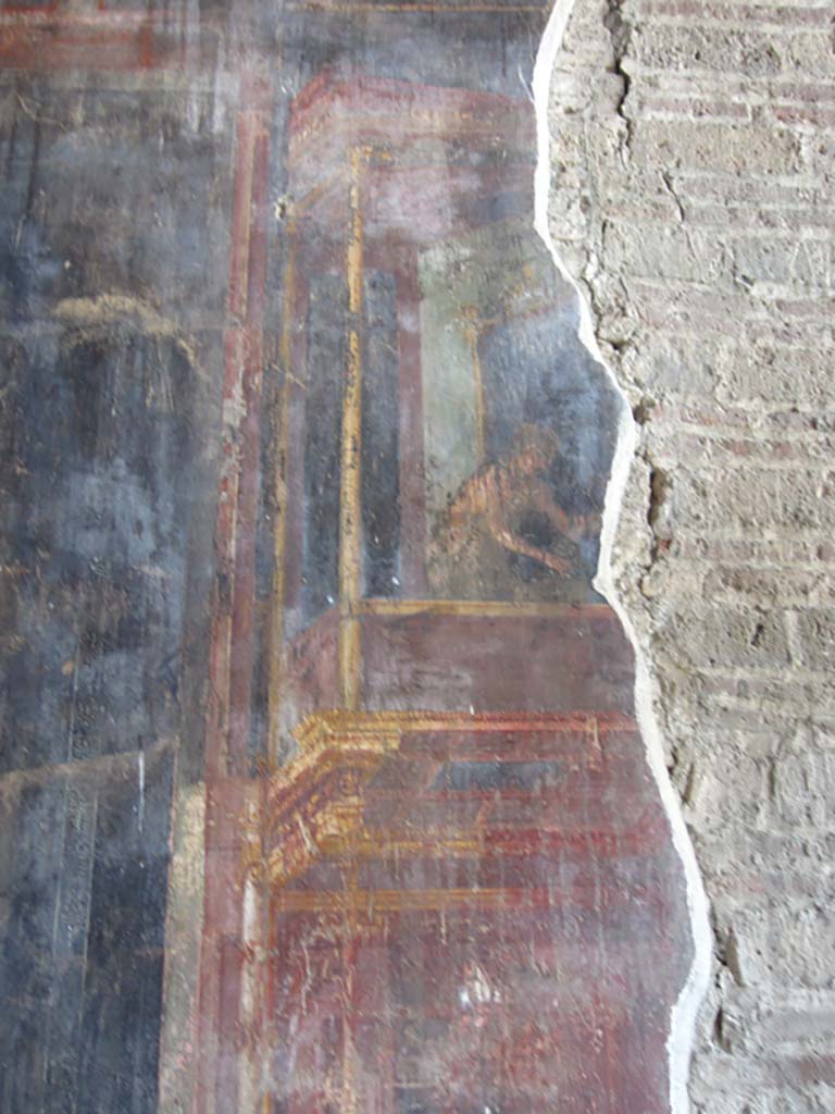 VII.16.17-22 Pompeii. May 2012.
Oecus 62, painted decoration from south wall of oecus. Photo courtesy of Marina Fuxa.