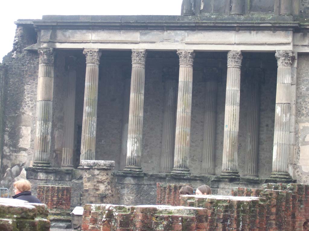 VIII.1.1 Pompeii. December 2005. South side of Tribunal at west end of Basilica.