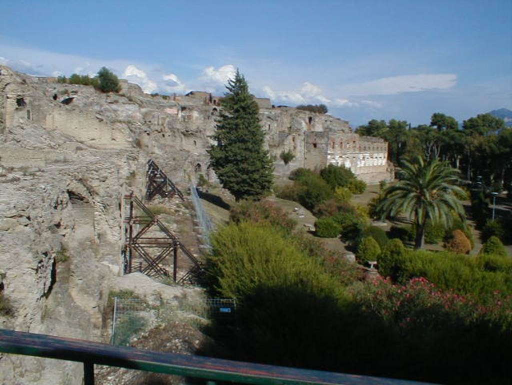 VIII.1.3 Pompeii. September 2004. View of VIII.1 and VIII.2 from exit of site.