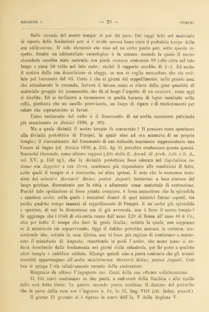 VIII.1.3 Pompeii. Notizie degli Scavi di Antichità, 1899, Page 23.