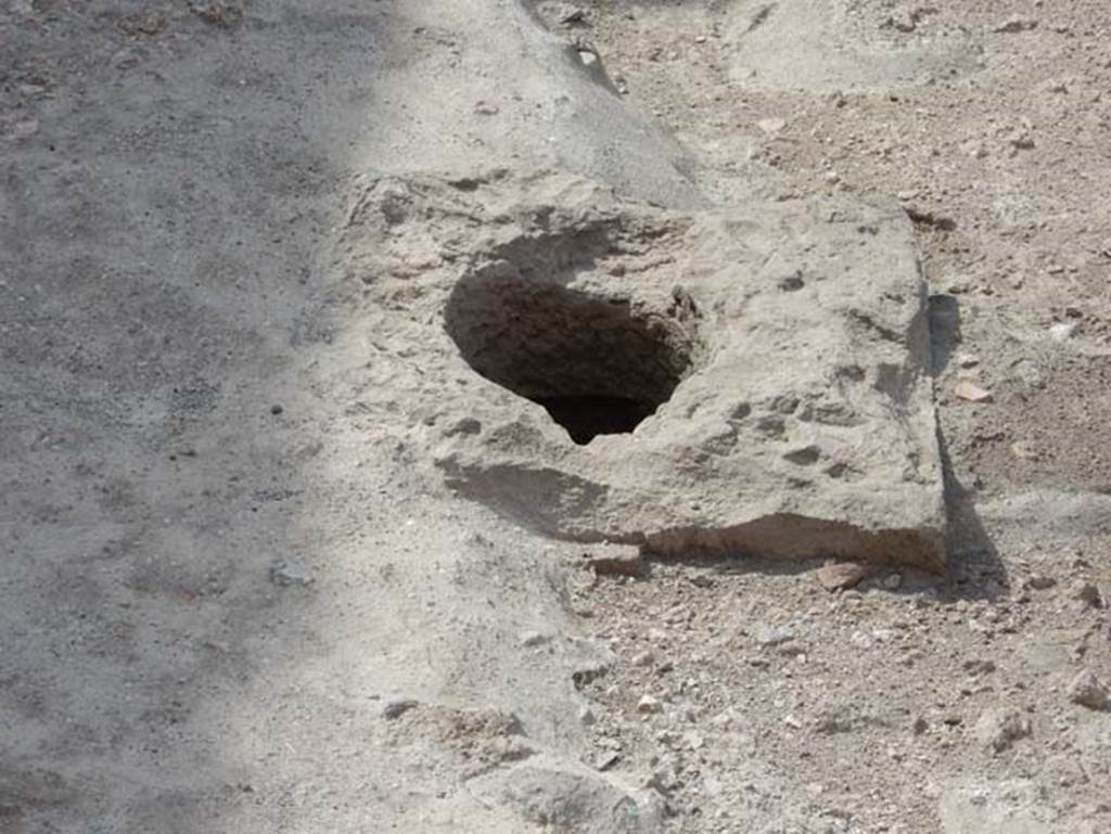 VIII.2.16 Pompeii. May 2017. Detail of cistern mouth at east end of impluvium. Photo courtesy of Buzz Ferebee.