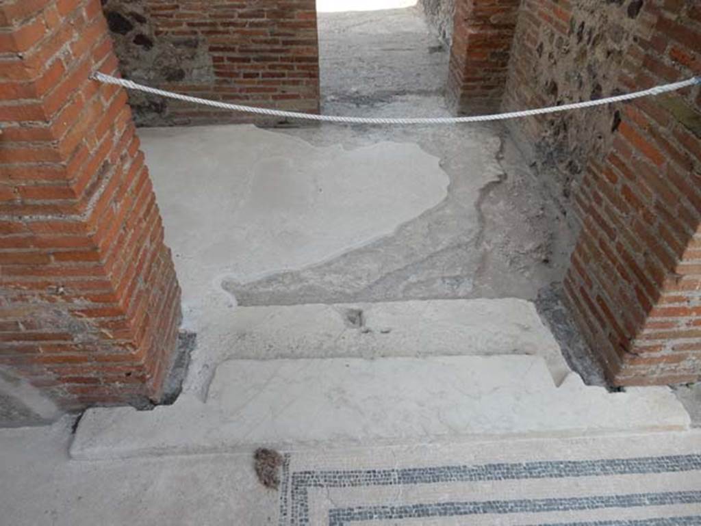 VIII.2.16 Pompeii. May 2017. Looking west through doorway in south-west corner of atrium, leading into a passageway and through another doorway to a room overlooking the east portico. Photo courtesy of Buzz Ferebee.
