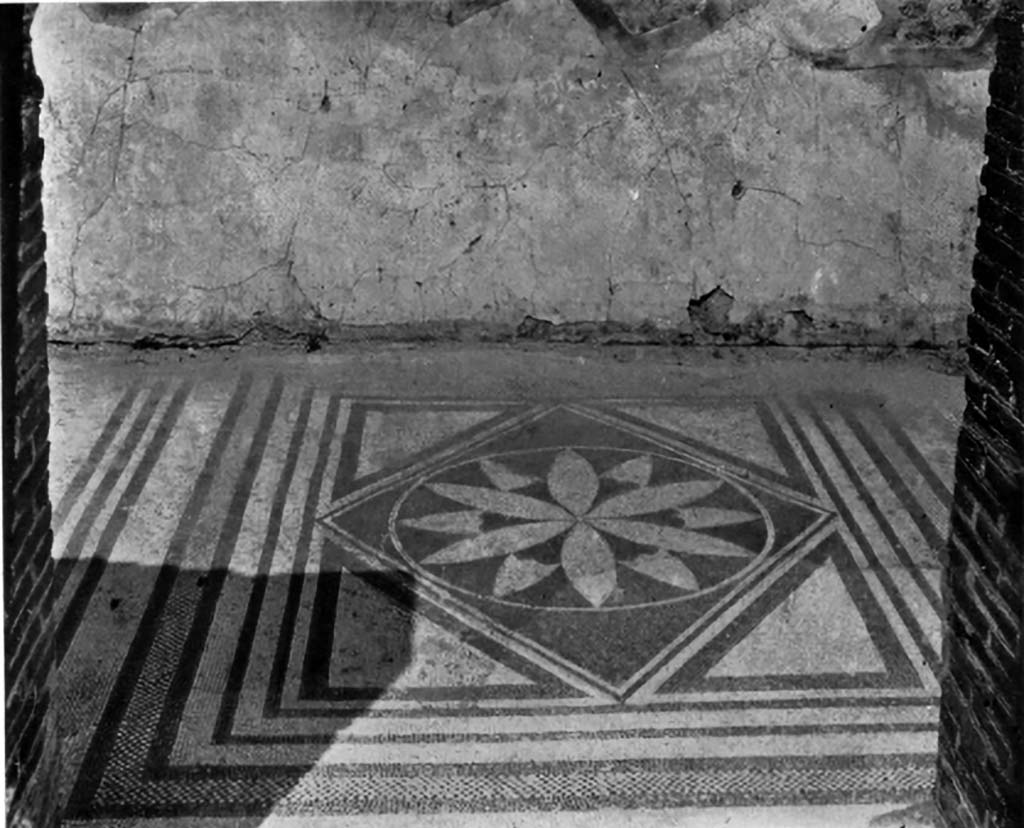 VIII.2.16 Pompeii. c.1930. Looking north through doorway across flooring of cubiculum in north-east corner of atrium.
See Blake, M., (1930). The pavements of the Roman Buildings of the Republic and Early Empire. Rome, MAAR, 8, (p.76, 81, & Pl.20, tav.4).