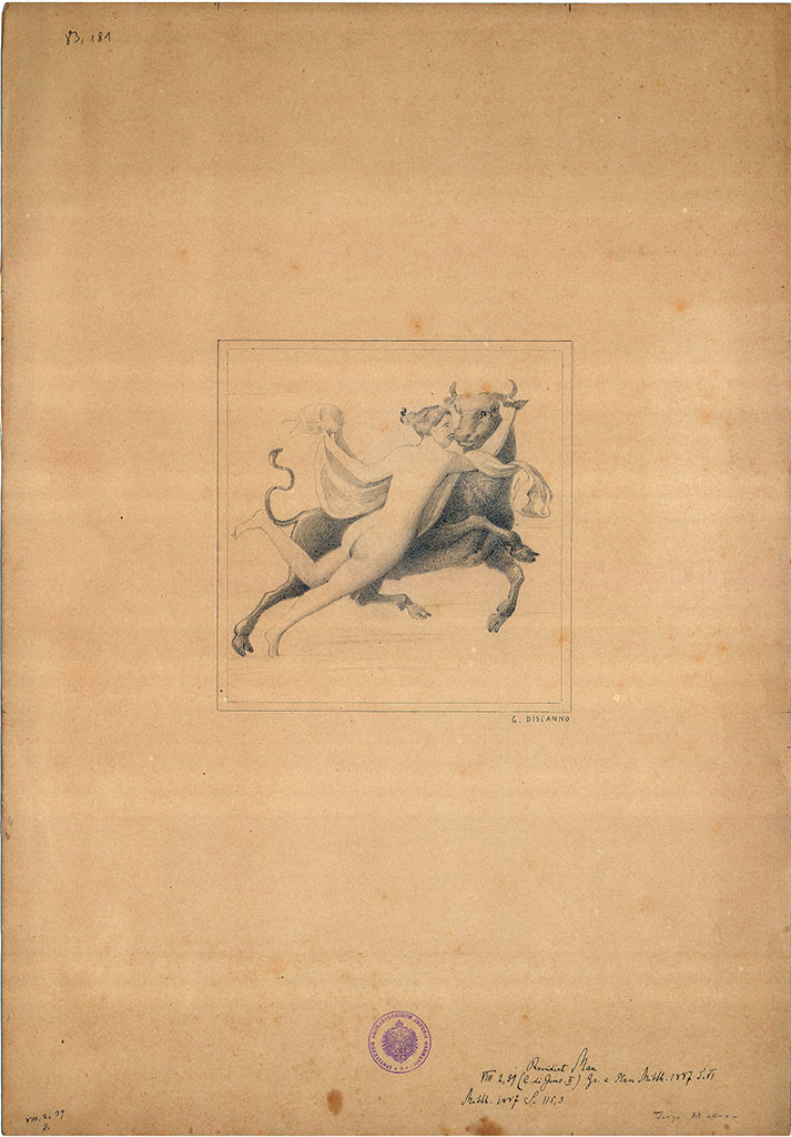 VIII.2.39 Pompeii. Sketch by G Discanno, seen on a wall in room c.
DAIR 83.181. Photo © Deutsches Archäologisches Institut, Abteilung Rom, Arkiv.
See Bullettino dell’Instituto di Corrispondenza Archeologica (DAIR), 1887 p. 115, 3.