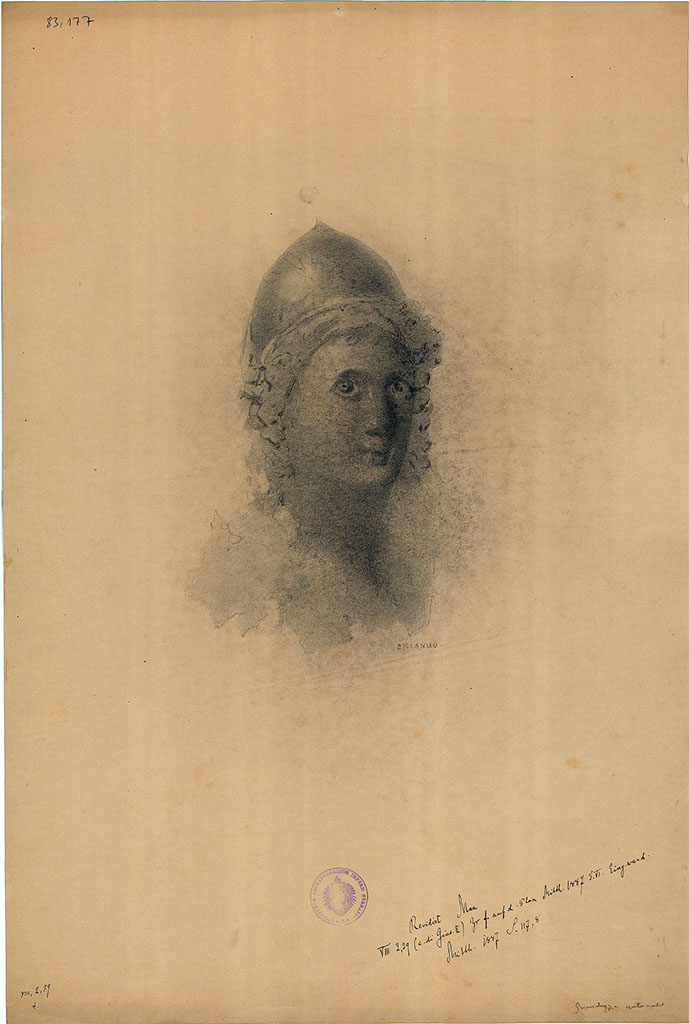 VIII.2.39 Pompeii. Sketch by G Discanno, seen on the entrance wall of room f.
DAIR 83.177. Photo © Deutsches Archäologisches Institut, Abteilung Rom, Arkiv.