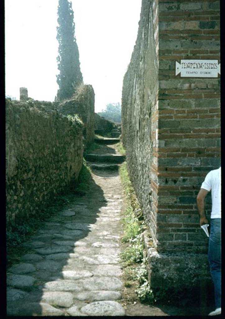 VIII.7.27 Pompeii. September 2005. Looking south along passage to Large Theatre.