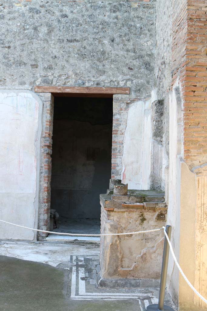 IX.3.5 Pompeii. December 2018.
Room 3, looking south towards altar, and doorway to room 16 in south-west corner of atrium.
Photo courtesy of Aude Durand.
