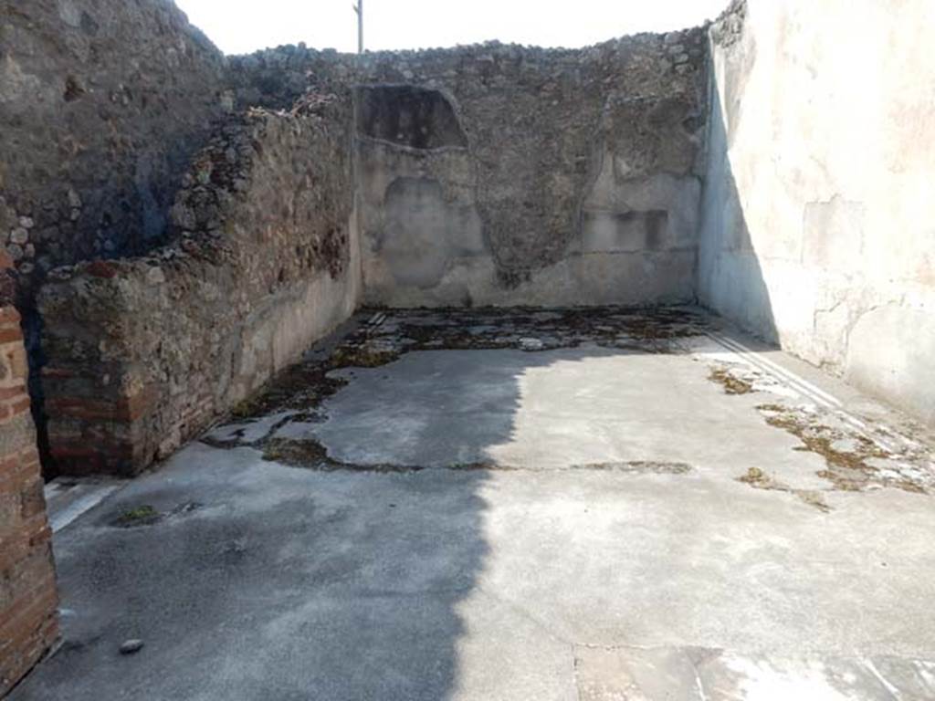IX.3.5 Pompeii. May 2015. Room 25, exedra, looking across flooring towards south wall. Photo courtesy of Buzz Ferebee.