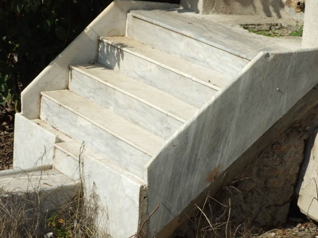 IX.3.5 Pompeii. March 2009. Room 26. White marble steps of waterfall.