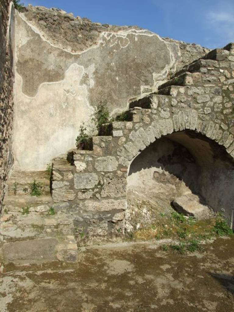 IX.3.5 Pompeii. March 2009. Room 27. Steps to upper floor, against north and east walls