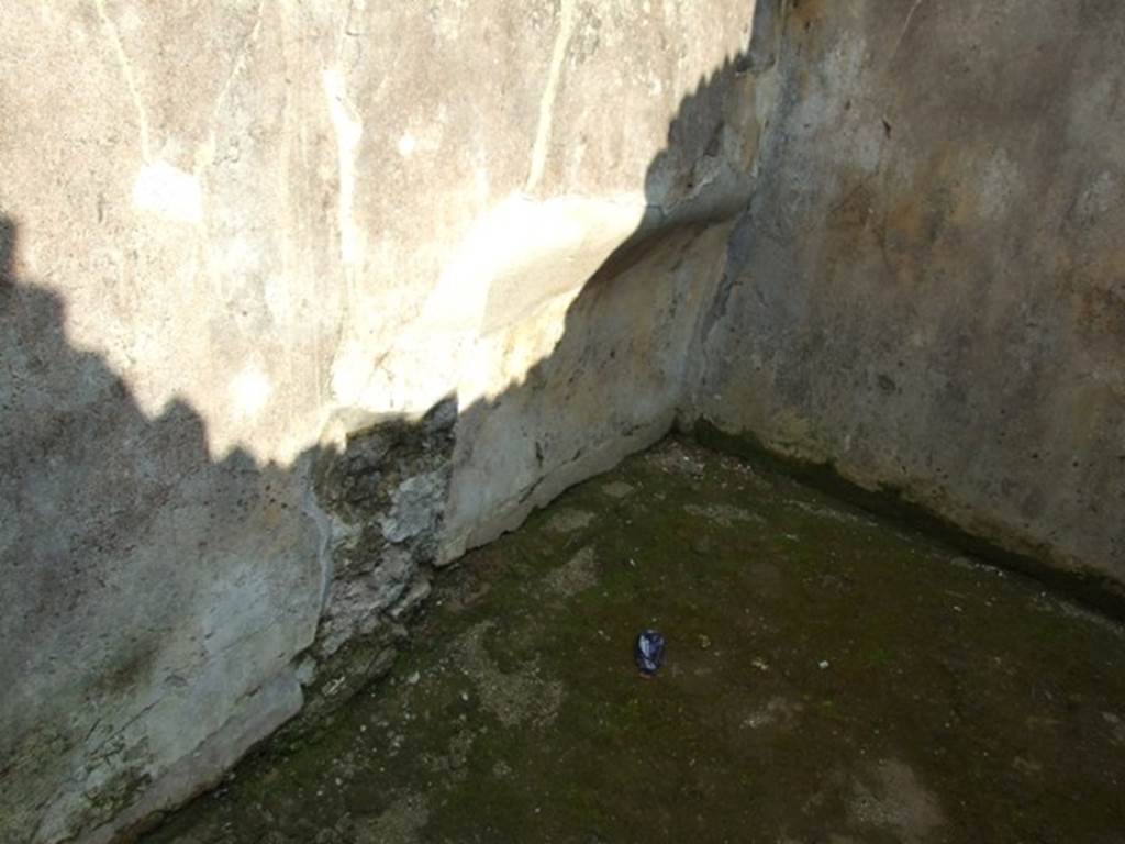 IX.3.5 Pompeii. March 2009. Room 31, recess in south-east corner, against east wall.
The walls would have been painted with a high yellow dado.