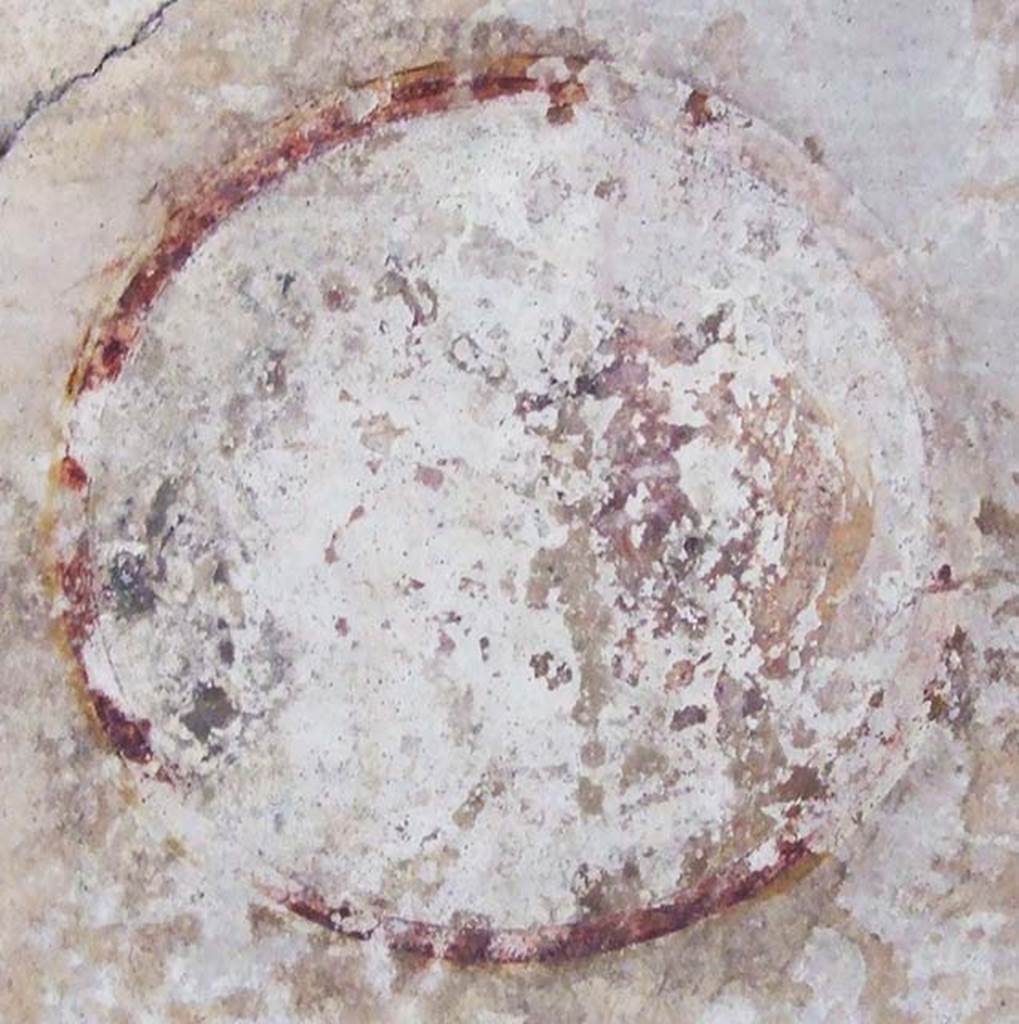 IX.3.5 Pompeii. March 2009. Room 5, south wall, west end.
Remains of painted medallion of Hera or Juno.
See Bragantini, de Vos, Badoni, 1986. Pitture e Pavimenti di Pompei, Parte 3. Rome: ICCD. p. 436.
See Helbig, W., 1868. Wandgemälde der vom Vesuv verschütteten Städte Campaniens. Leipzig: Breitkopf und Härtel. (159).
See Schefold, K., 1957. Die Wände Pompejis. Berlin: De Gruyter. p. 247.