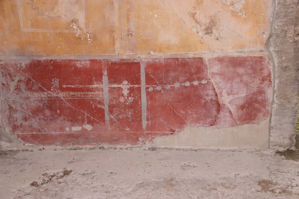 IX.3.5 Pompeii. October 2020. Room 6, detail of zoccolo/dado on north wall of ala. Photo courtesy of Klaus Heese.