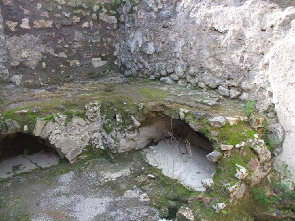 IX.3.5 Pompeii. March 2009. Room 9, bench or hearth in kitchen.