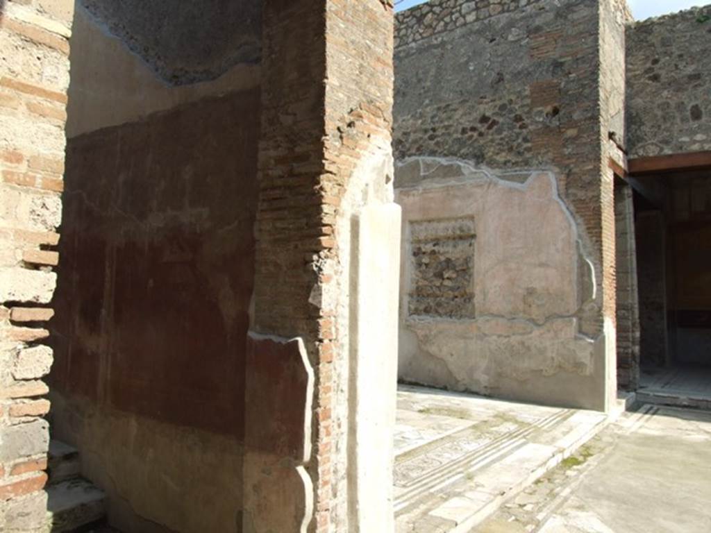 IX.3.5 Pompeii. March 2009. Door to steps on east side of atrium, and open entrance to Room 12, tablinum.