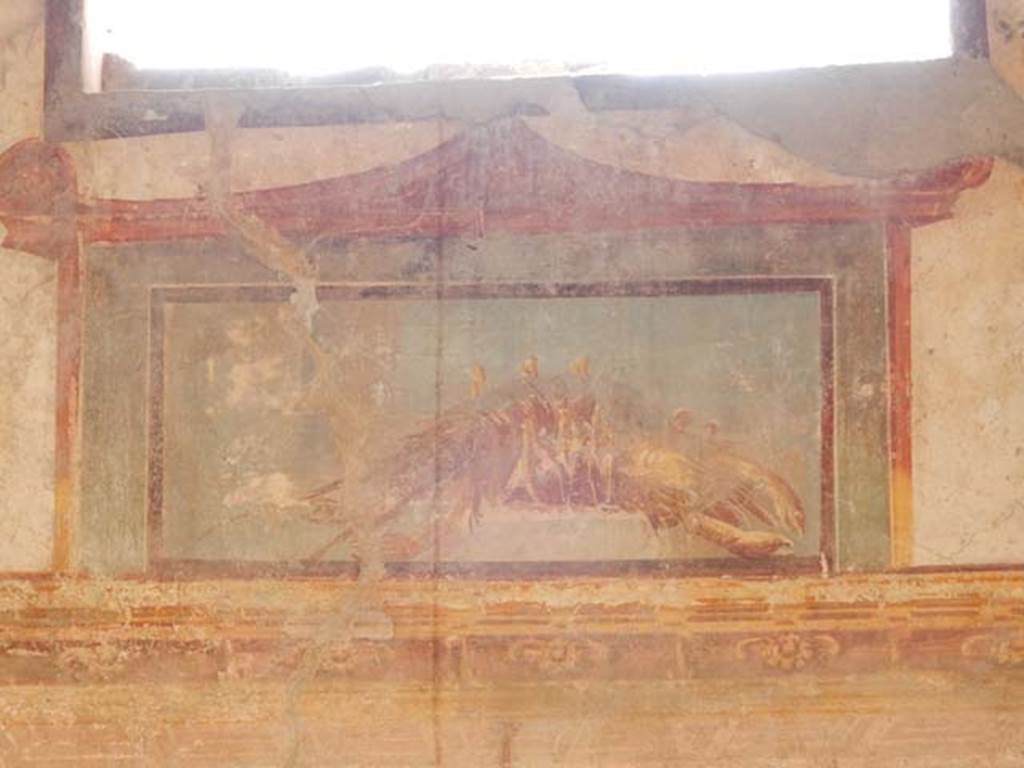 IX.3.5 Pompeii. May 2015. Room 13, painting in upper centre of south wall.
Photo courtesy of Buzz Ferebee.