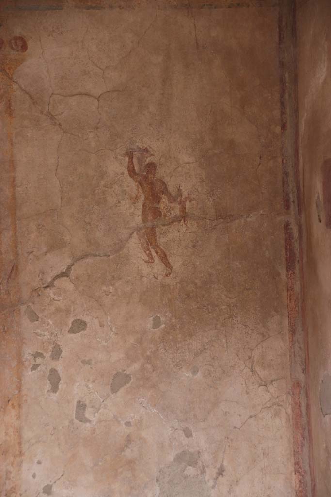 IX.3.5 Pompeii. October 2020. Room 15, painted figure at west end of south wall. Photo courtesy of Klaus Heese.