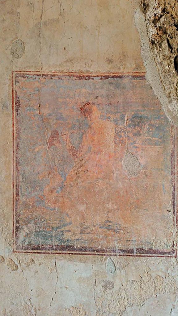 IX.3.5 Pompeii. 2016/2017.
Room 15, central wall painting of Nereid or Galatea, from west wall.
Photo courtesy of Giuseppe Ciaramella.