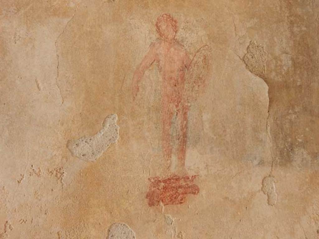 IX.3.5 Pompeii. May 2015. Room 16, painted figure from south side of east wall.
Photo courtesy of Buzz Ferebee.