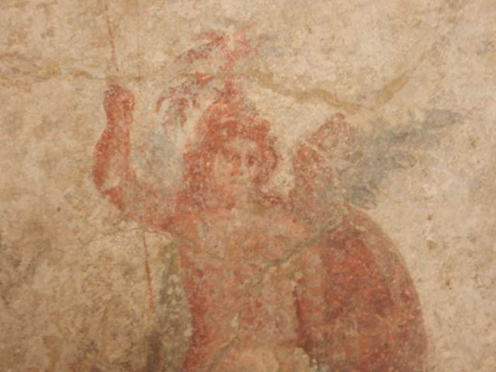 IX.3.5 Pompeii. May 2015. Room 16, detail of painted figure from east side of south wall. Photo courtesy of Buzz Ferebee.