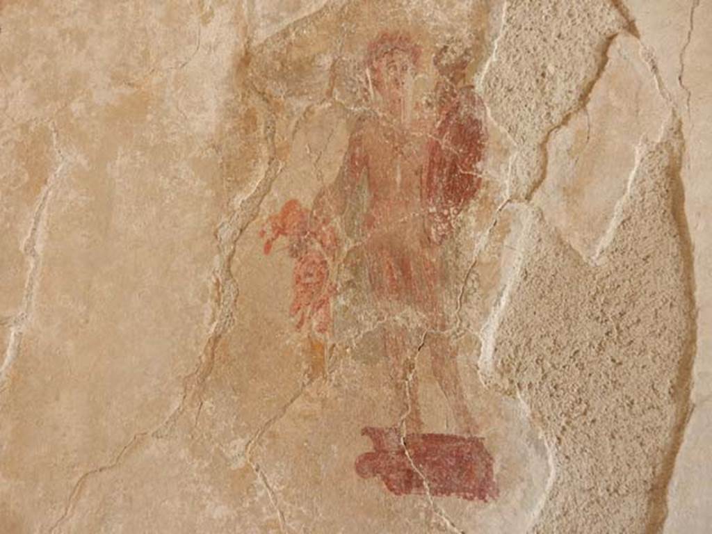 IX.3.5 Pompeii. May 2015. Room 16, painted figure from south side of west wall.
Photo courtesy of Buzz Ferebee.