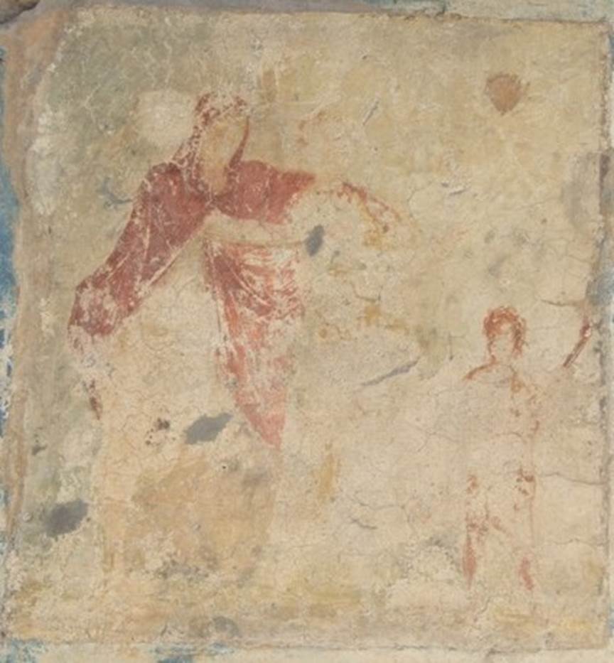 IX.3.5 Pompeii. March 2009. Room 1. South side of entrance fauces, remains of wall painting of female musicians. This painting led to the house first being called the Casa delle Suonatrici.