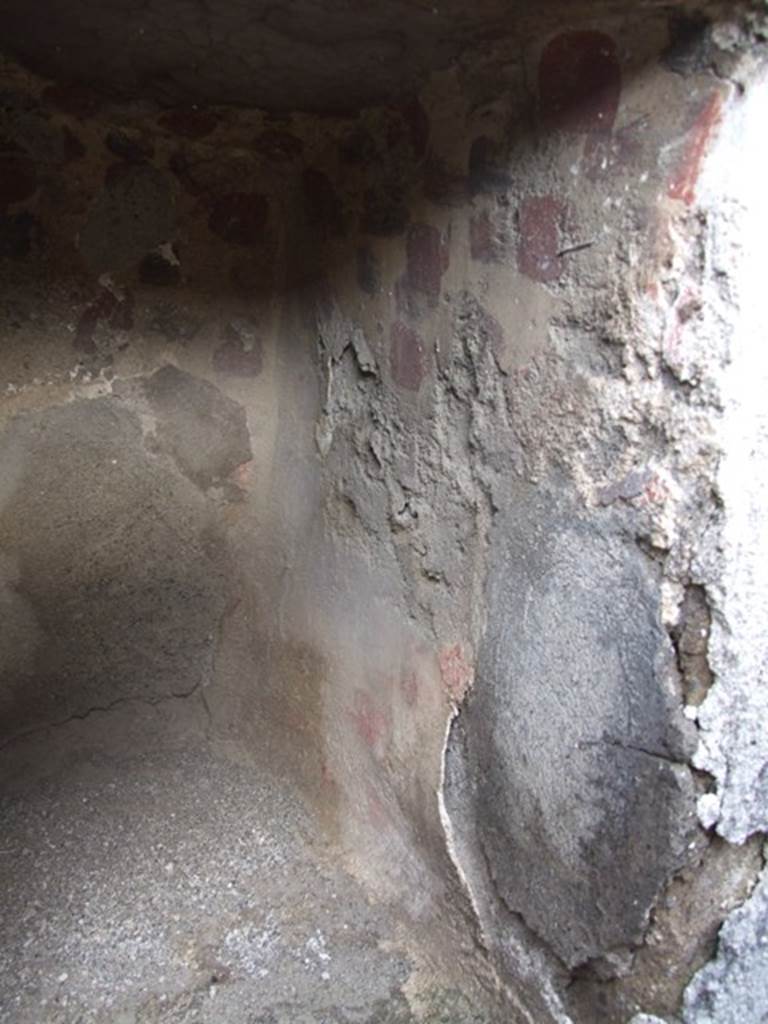 IX.3.15 Pompeii. March 2009. Room 12. Niche of Lararium decorated inside with red paintings. South side.