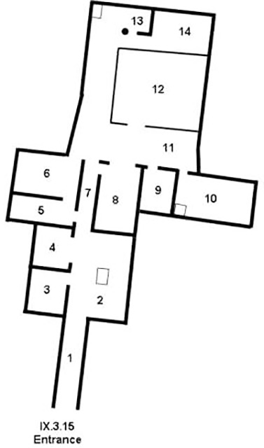 IX.3.15 Pompeii. House of Philocalus
Room Plan