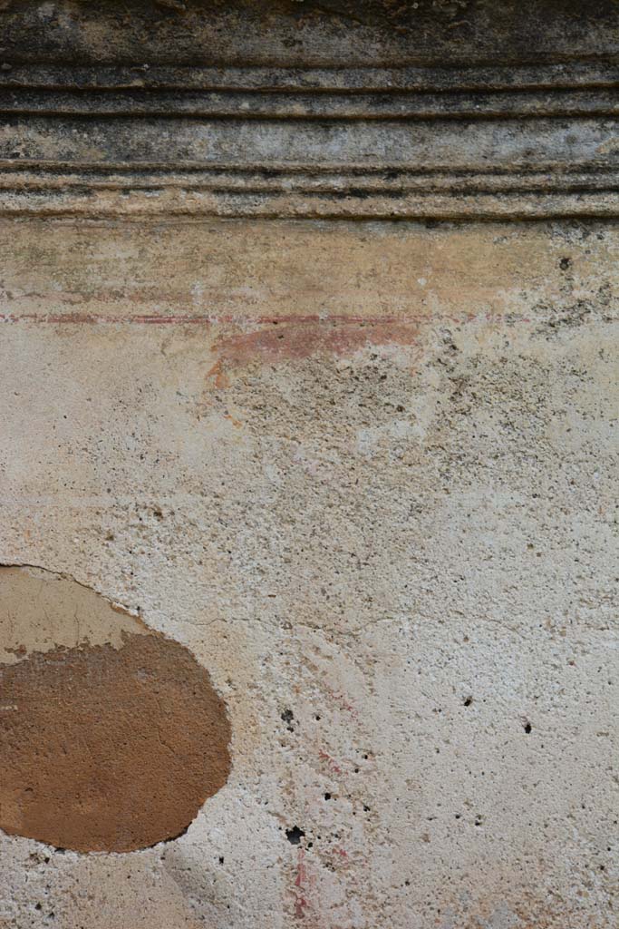IX.5.18 Pompeii. March 2017.
Room p, upper north wall, detail of stucco cornice and top of painted candelabra.
Foto Christian Beck, ERC Grant 681269 DÉCOR.