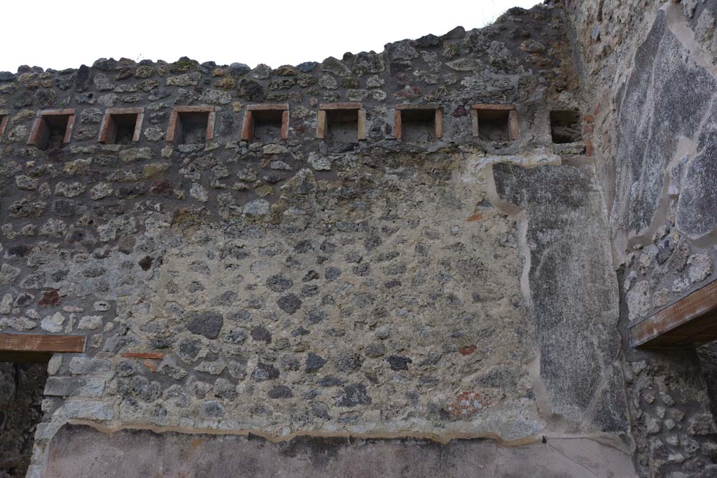 IX.5.18 Pompeii. March 2018. Detail from upper south wall in south-west corner of atrium/courtyard garden.
Foto Annette Haug, ERC Grant 681269 DÉCOR.