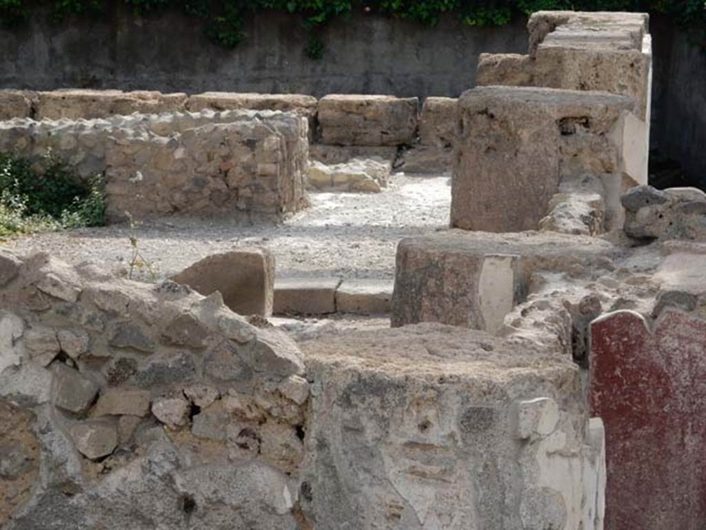 Tempio dionisiaco in località Sant’Abbondio di Pompei. May 2018. Looking east along south end of temple.
Photo courtesy of Buzz Ferebee.