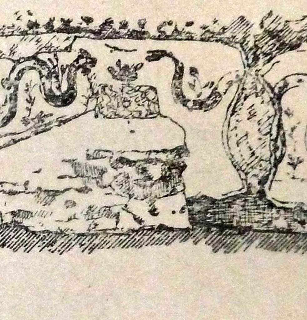 Pompeii Street Altar at I.8.1. 
Rectangular altar on top of the ramp and remains of painting on south of the altar.
