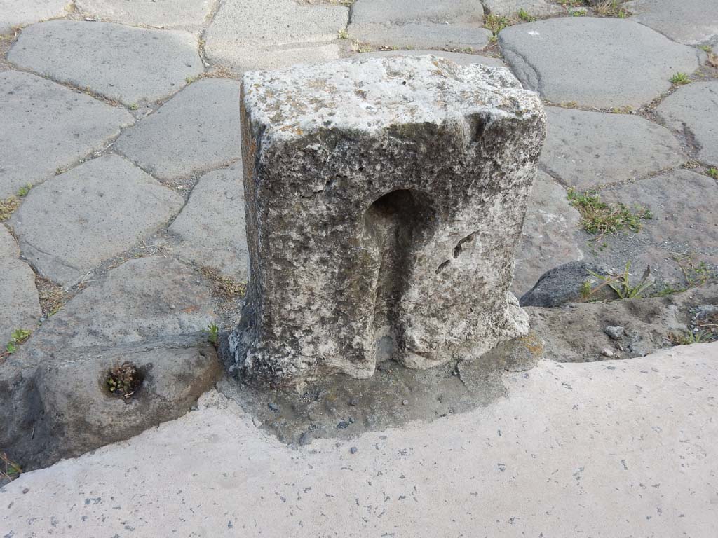 V.1.3 Pompeii. June 2019. Looking south to rear of fountain between V.1.3 and V.1.4.
Photo courtesy of Buzz Ferebee.