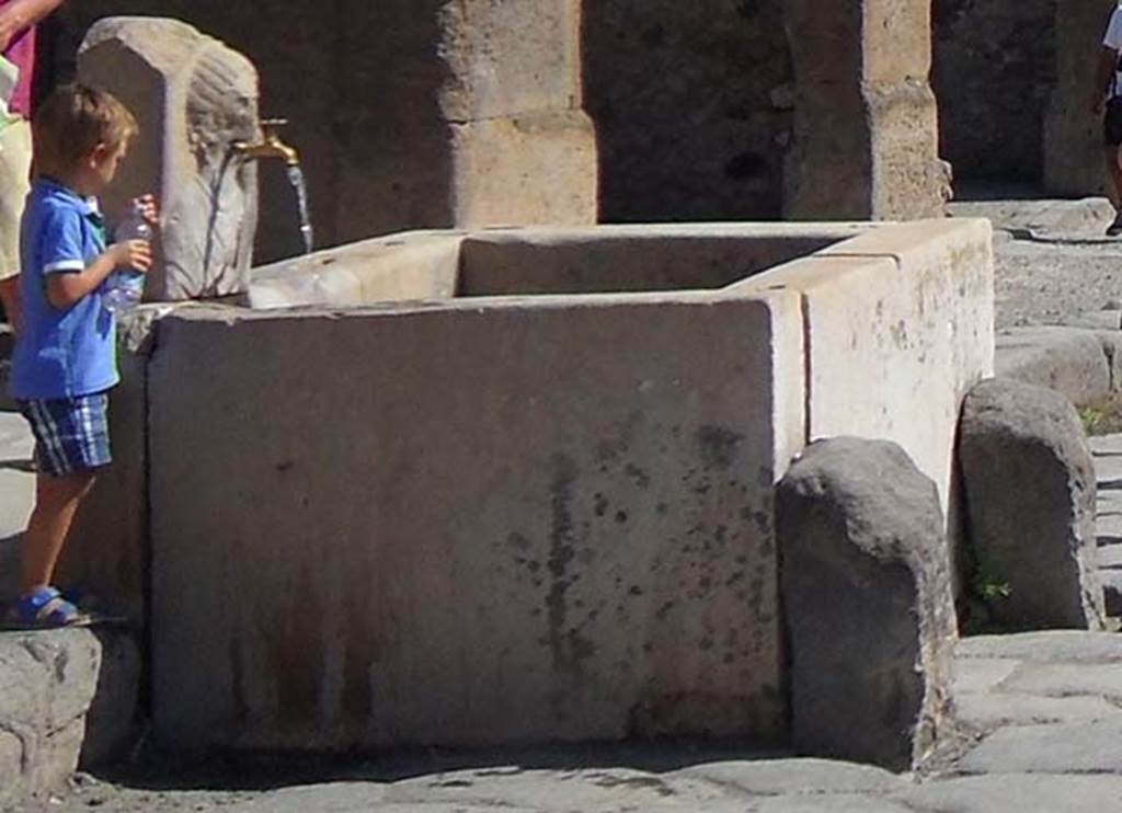 Fountain of Fortuna or Abbondanza. September 2013. The fountain with the tap working. Photo courtesy of Brigitte and Gert Watzel.