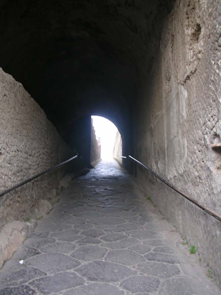 Porta Marina, Pompeii. May 2011. 
Looking east through tunnel under gate. Photo courtesy of Ivo van der Graaff.
