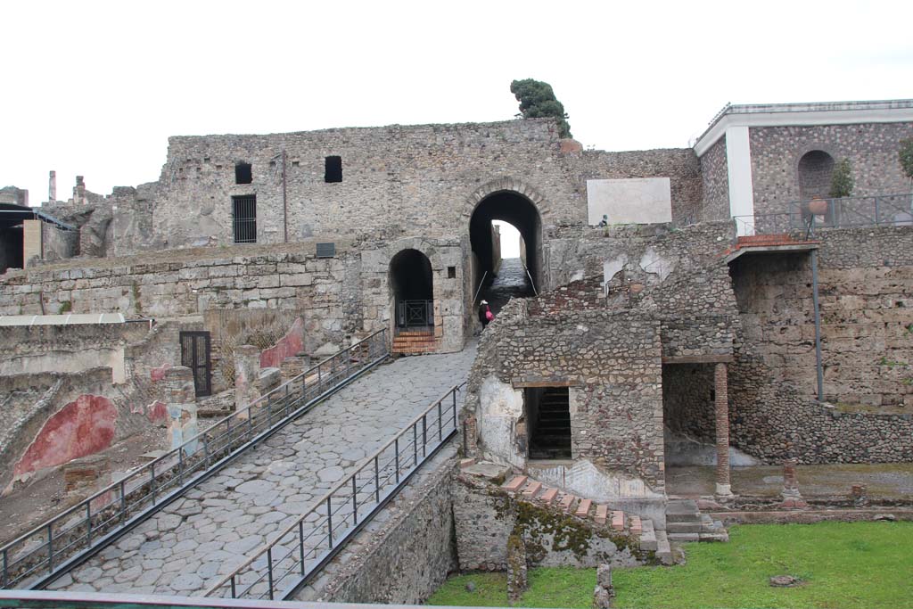Pompeii Porta Marina. April 2014. Looking east through the Porta Marina. Photo courtesy of Klaus Heese.
