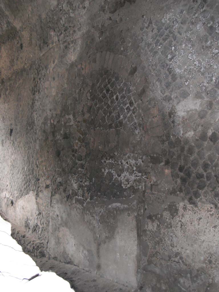 Porta Marina, Pompeii. May 2011. 
Blocked doorway in north wall of pedestrian tunnel. Photo courtesy of Ivo van der Graaff.

