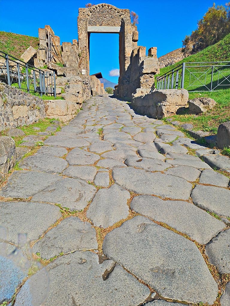 Pompeii Porta Nocera. October 2024. 
South side of gate, looking north. Photo courtesy of Giuseppe Ciaramella.

