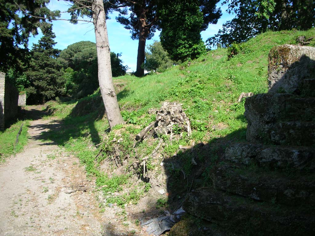Porta Stabia, Pompeii. May 2010. Looking towards agger on east side of gate. Photo courtesy of Ivo van der Graaff.
